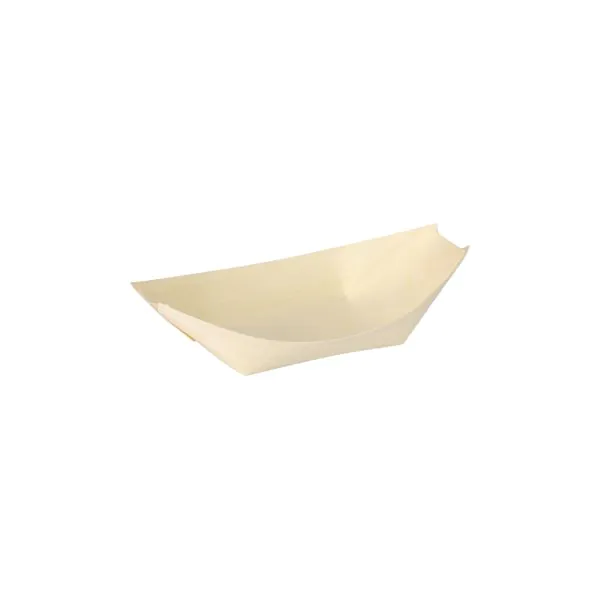 Fingerfood schalen hout bootje 'pure' 14x8,2cm 50st