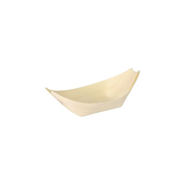 Fingerfood schalen hout bootje 'pure' 11x6,5cm 50st