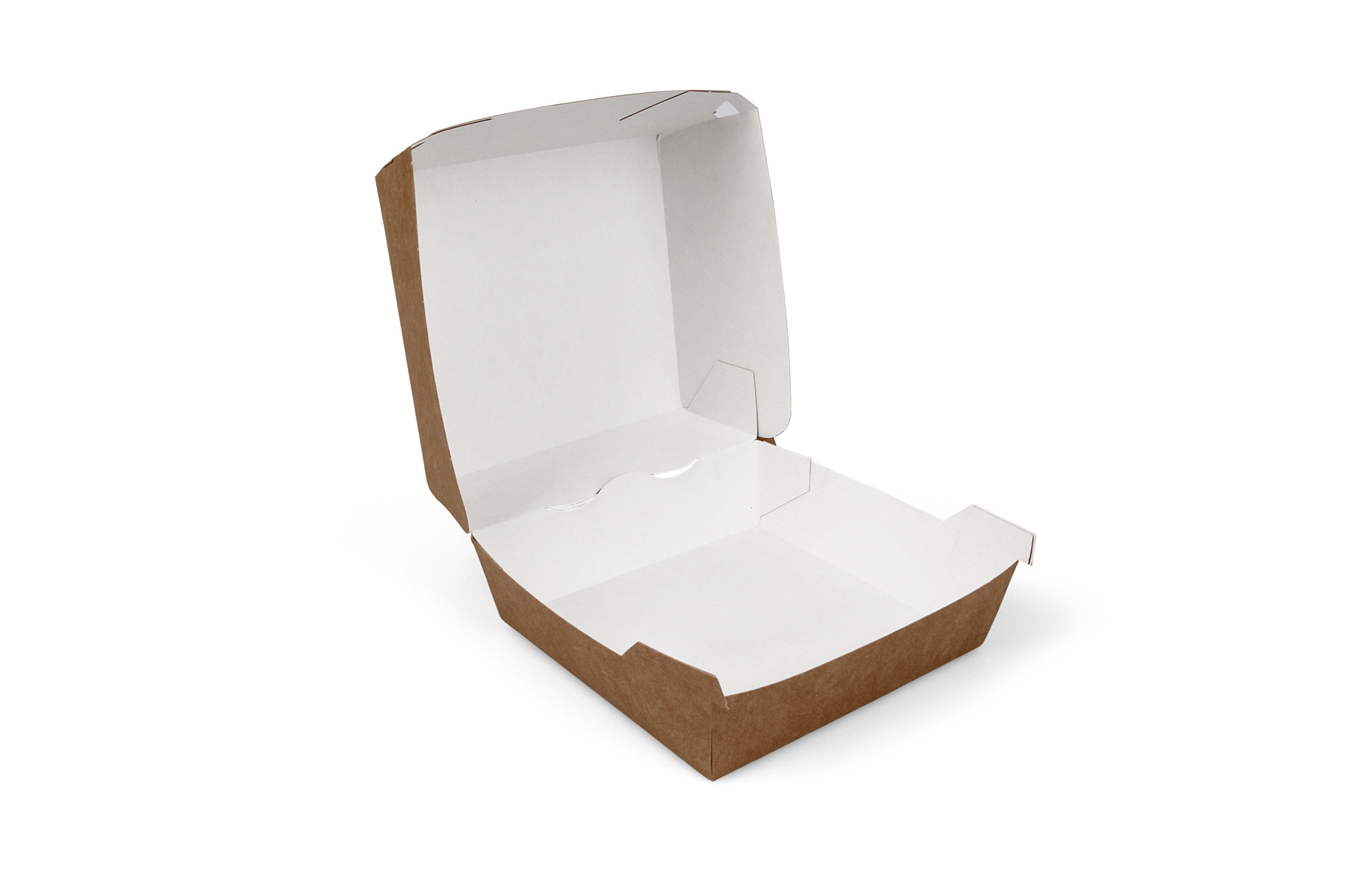 Hamburgerboxen small, karton 9x9x7,8cm bruin/wit 100st