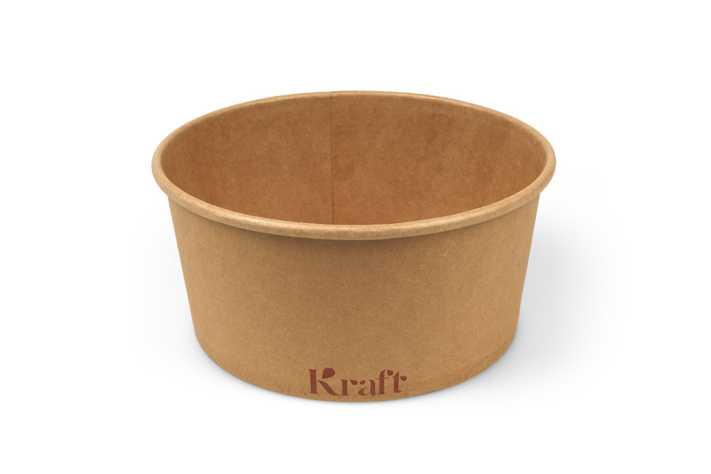 Saladebakken 1000ml, karton Ø 15x7,5 cm bruin "Kraft 50st