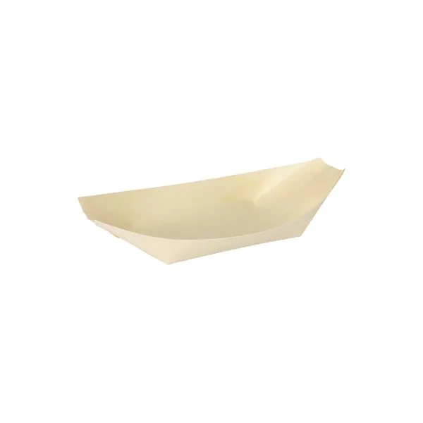 Fingerfood schalen hout bootje 'pure' 19x10cm 50st